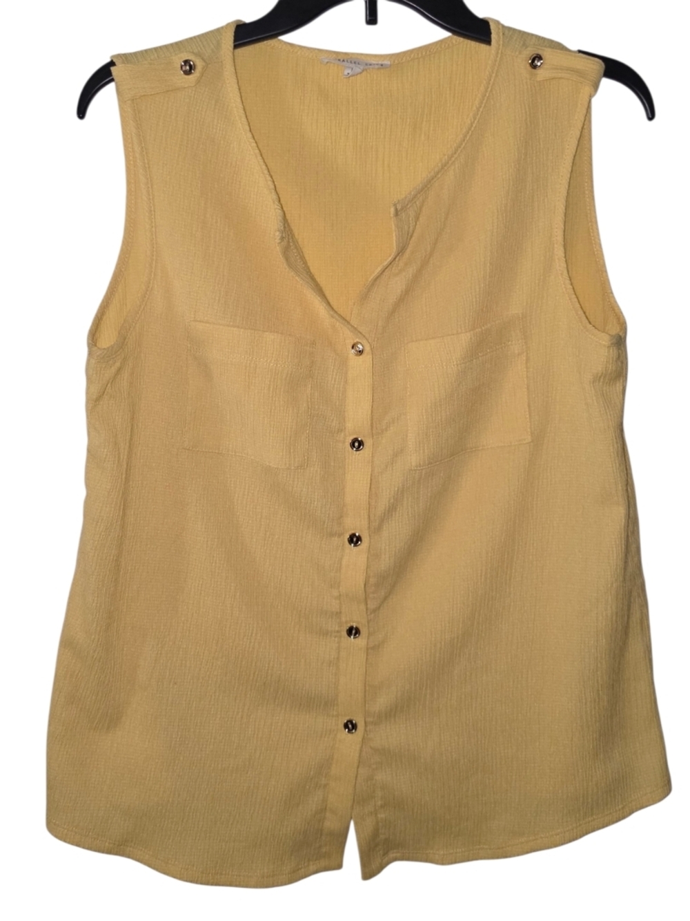 Parallel Skies Yellow Sleeveless Blouse Size Medium